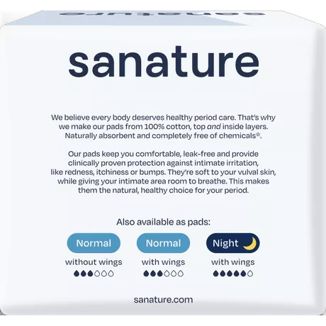 Sanature 100% Katoenen Maandverband Ultra Super Met Vleugels 10 stuks