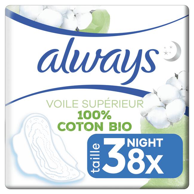 Always Cotton Protection Maandverband Night Met Vleugels 8 Stuks