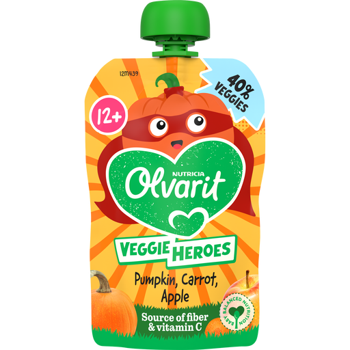 Olvarit Knijpfruit Pompoen Wortel Appel 12+ Maanden 100 gram