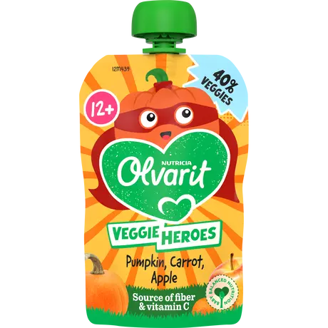 Olvarit Knijpfruit Pompoen Wortel Appel 12+ Maanden 100 gram