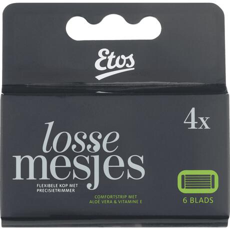 Etos Scheermes Man Navul 6 Blads Zwart 4 stuks