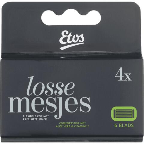 Etos Scheermes Man Navul 6 Blads Zwart 4 stuks