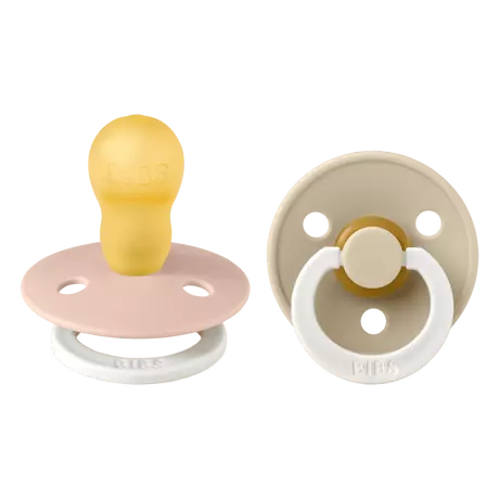 BIBS Glow In The Dark Fopspeen Rond Latex Maat 3 Blush/Vanilla 2 stuks