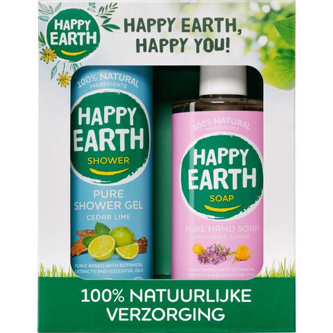 Happy Earth Giftset Cedar Lime Douchegel en Lavender Ylang Handzeep