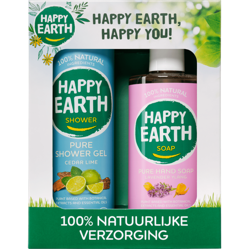 Happy Earth Giftset Cedar Lime Douchegel en Lavender Ylang Handzeep