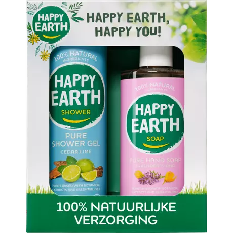 Happy Earth Giftset Cedar Lime Douchegel en Lavender Ylang Handzeep
