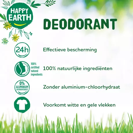 Happy Earth 100% Natuurlijke Unscented Deodorant Roller 75 ML