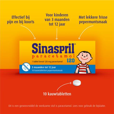 Sinaspril Paracetamol Kauwtabletten 10 stuks&nbsp;