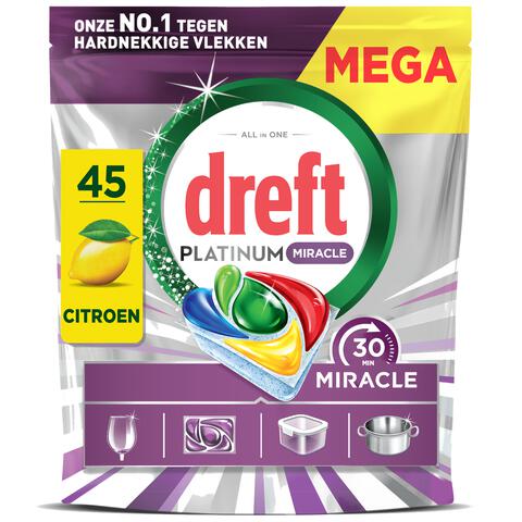 Dreft Platinum Miracle Vaatwastabletten 45 Stuks