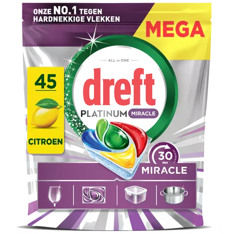 Dreft Platinum Miracle Vaatwastabletten 45 Stuks