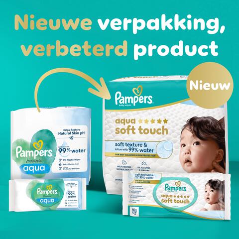 Pampers Aqua Soft Touch Billendoekjes 9x60 Stuks