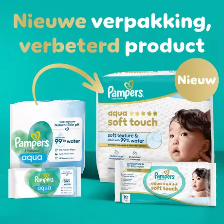 Pampers Aqua Soft Touch Billendoekjes 9x60 Stuks