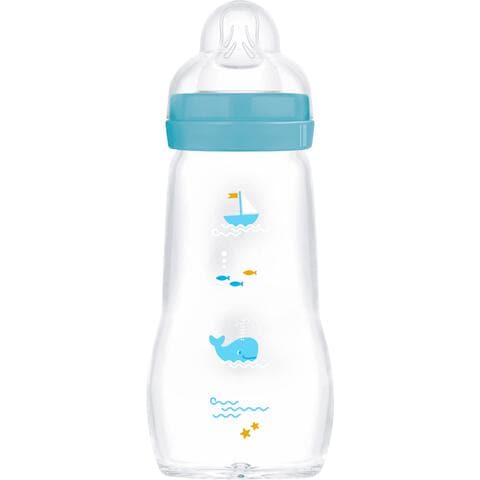 MAM Baby Feel Good Glass Bottle Babyfles Blue 260 ML