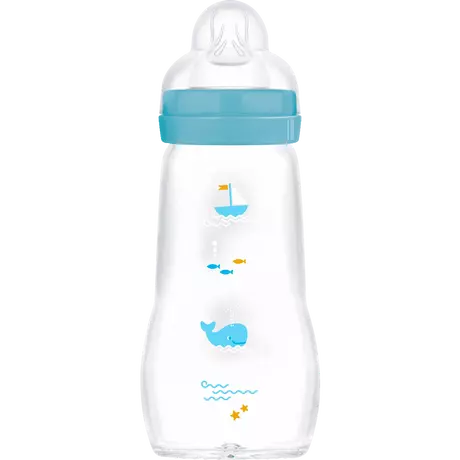 MAM Feel Good Glazen Babyfles Blauw  260 ML