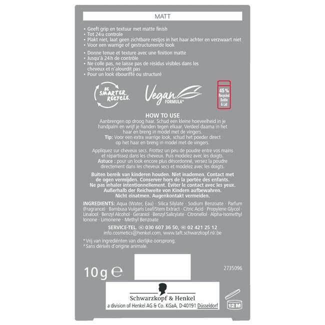 Taft Styling Matte Textuur Poeder 10 GR