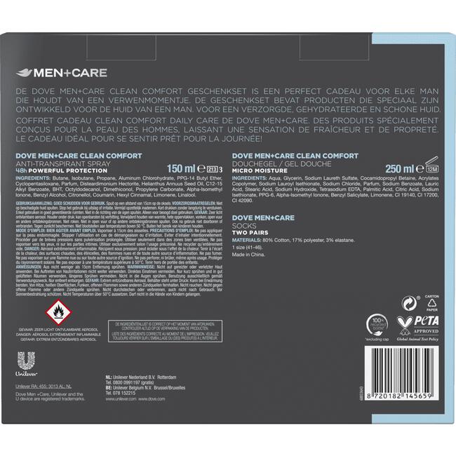 Dove Men+Care Clean Comfort Geschenkset met Sokken 4-delig