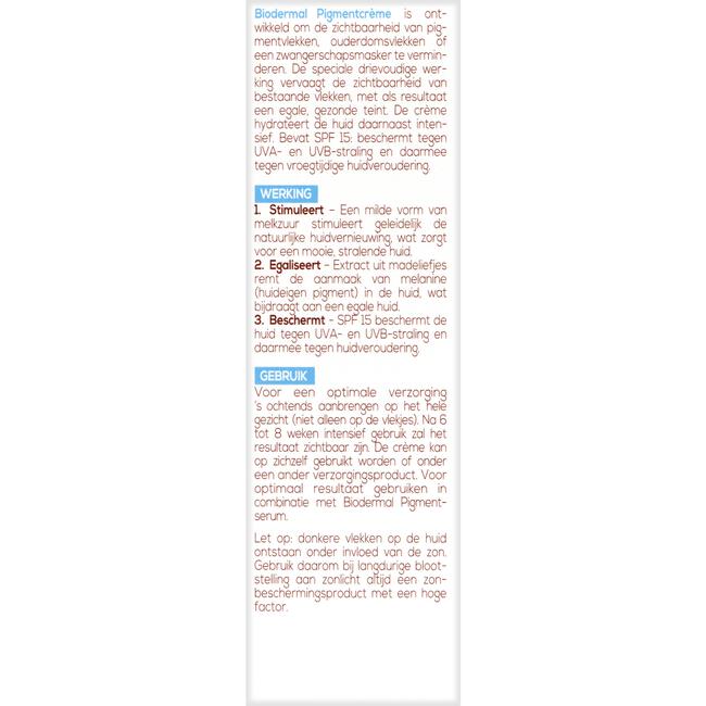 Biodermal Pigment Crème SPF 15 50 ML