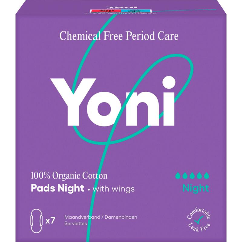 Yoni Maandverband Night 100% Biologisch Katoen 7 stuks