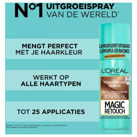 L'Oréal Paris Magic Retouch Camouflerende Uitgroeispray 4 Donkerblond 75 ML