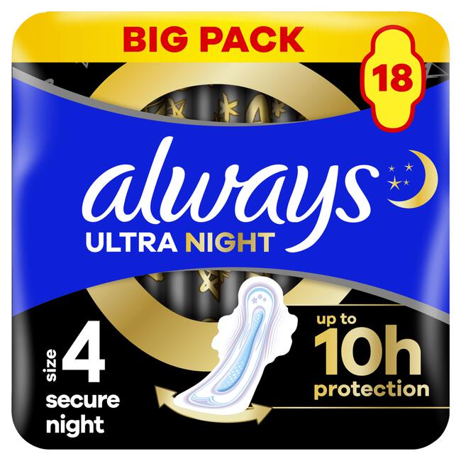 Always Ultra Maandverband Secure Night 18 stuks
