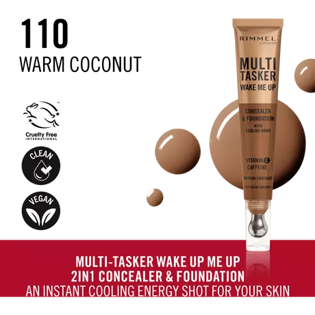 Rimmel London Multi-Tasker Wake Me Up Concealer Foundation 110 Warm Coconut