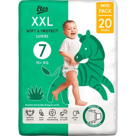 Etos Luiers XXL Maat 7 15+ kg  Mid Pack  20 stuks