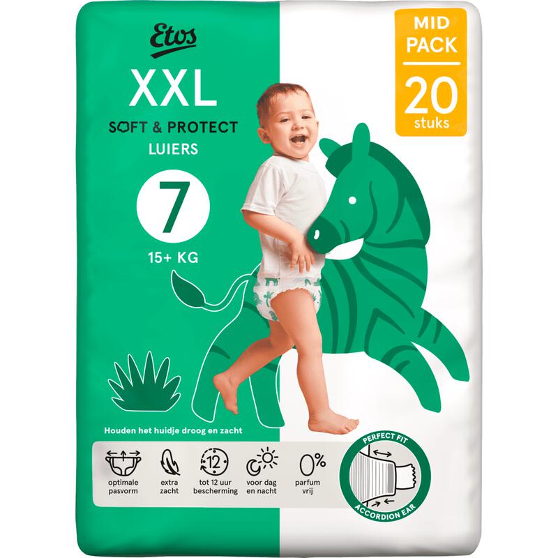 Etos Luiers XXL Maat 7 15+ kg Mid Pack 20 stuks