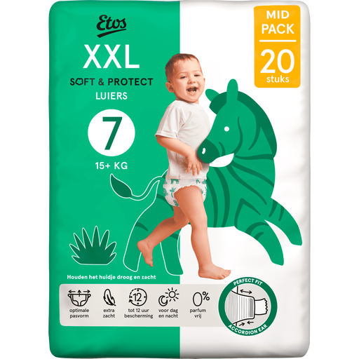 Etos Luiers XXL Maat 7 15+ kg Mid Pack 20 stuks