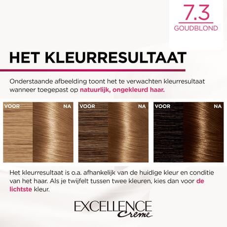 L'Oréal Paris Excellence Crème Verzorgende Crèmekleuring 7.3 Goudblond