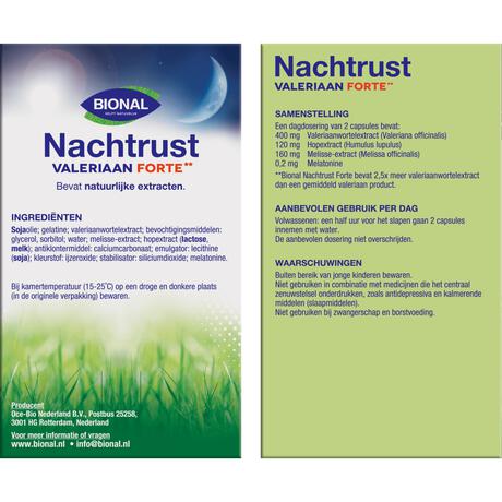 Bional Nachtrust Valeriaan Forte Capsules 60 stuks