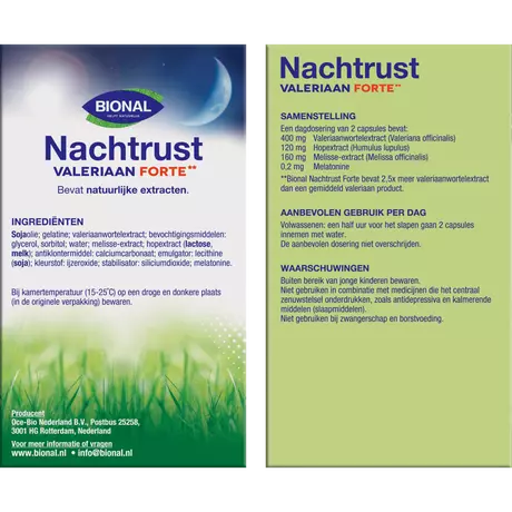 Bional Nachtrust Valeriaan Forte Capsules 60 stuks