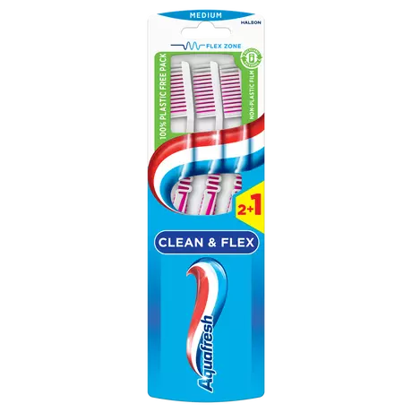 Aquafresh Clean & Flex Medium Tandenborstels 3 stuks
