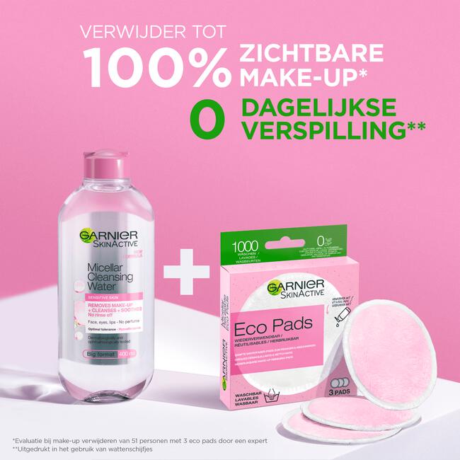 Garnier SkinActive Eco Pads Herbruikbare Wattenschijfjes 3 Stuks