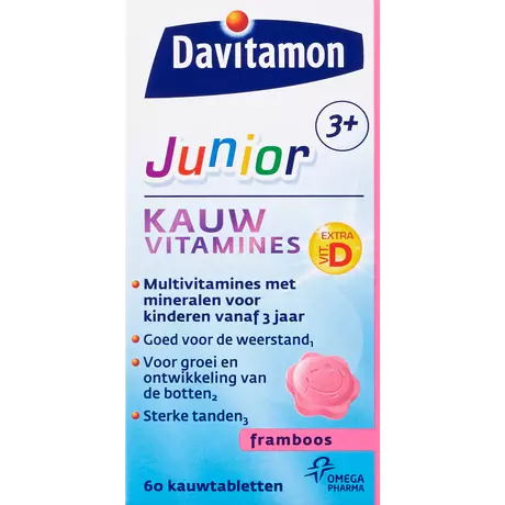 Davitamon Junior 3+ Kauwvitamines Framboos 60 stuks