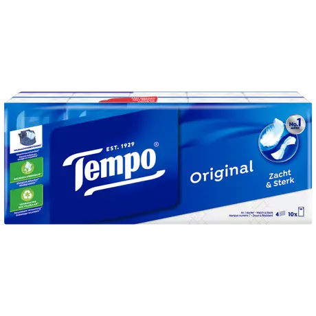 Tempo Regular 4-Laags Zakdoekjes 10x10 stuks