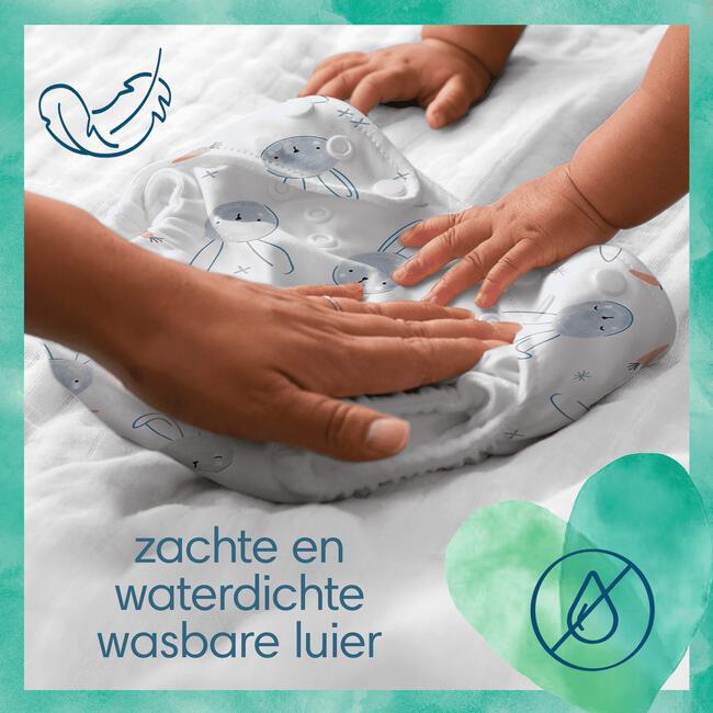 Pampers Harmonie Hybrid 1 Wasbare Luier + 15 Wegwerpbare Toplagen Normaal