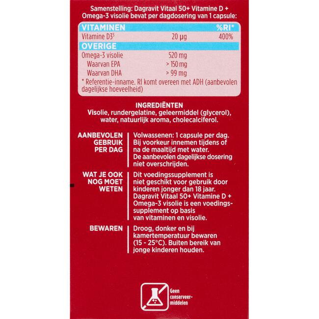 Dagravit Vitaal 50+ Vitamine D + Omega-3 Visolie 90 capsules