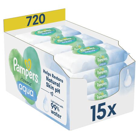 Pampers Harmonie Aqua Billendoekjes 15x48 Stuks