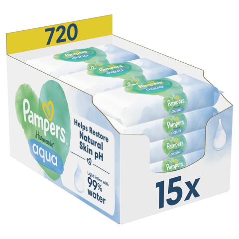 Pampers Harmonie Aqua Billendoekjes 15x48 Stuks