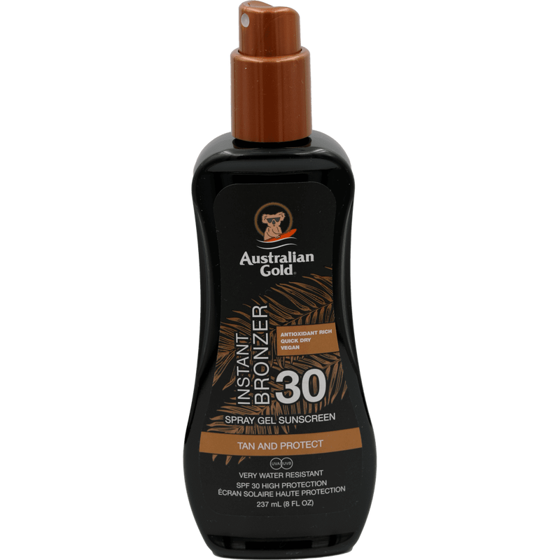 Australian Gold Tan & Protect Instant Bronzer Zonnebrand Spray Gel SPF30 237 ML