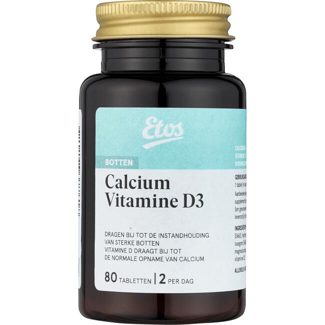 Slecht Uitputten Psychologisch Etos Calcium Vitamine D3 Tabletten 80 stuks 80 EA | Etos