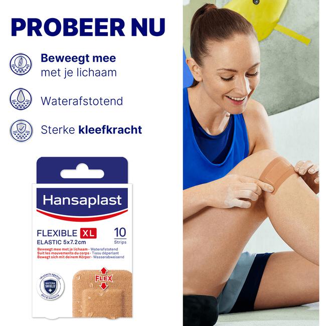 Hansaplast Flexible XL Eilandpleister 5x7,2cm 10 stuks