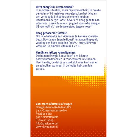 Davitamon Energie Boost Forte Kauwvitamines Bosvruchtensmaak