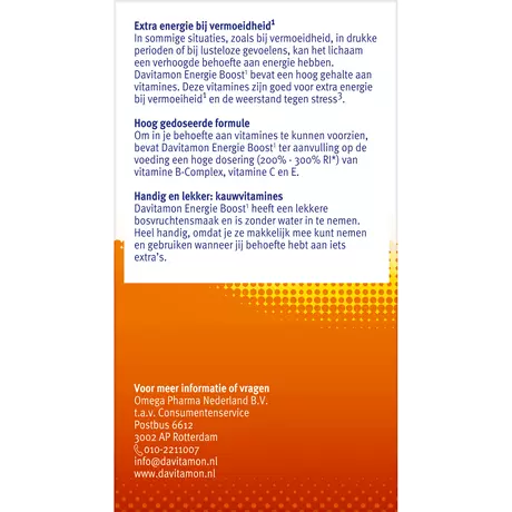 Davitamon Energie Boost Forte Kauwtabletten Bosvruchten 40 stuks