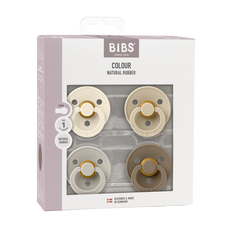 BIBS Maat 1 Fopspenen Natuurlijk Rubber Ivory/Sand/Vanilla/Dark 4 pak