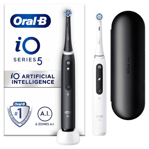 Oral-B iO 5S Duo Zwart & Wit 2 Elektrische Tandenborstels