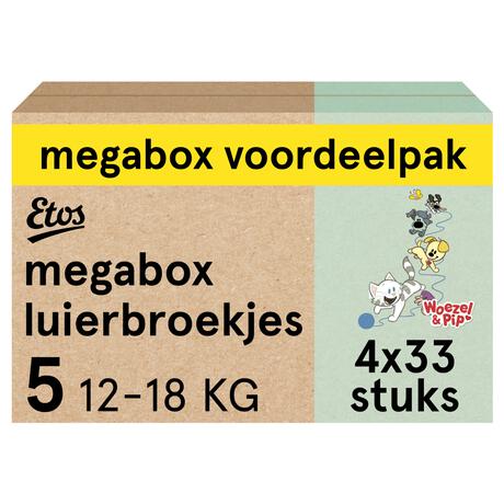 Etos Woezel & Pip Luierbroekjes Junior Maat 5 12 -18 kg Megabox 4x33 stuks