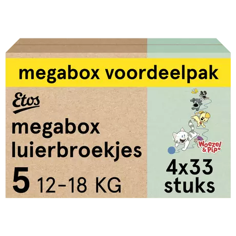 Etos Woezel & Pip Luierbroekjes Junior Maat 5 12 -18 kg Megabox 4x33 stuks