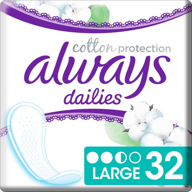 Always Dailies Cotton Protection Inlegkruisjes Groot 32 Inlegkruisjes