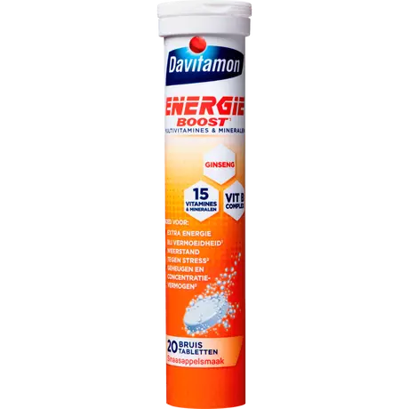 Davitamon Energie Boost Ginseng Bruistabletten Met Sinaasappelsmaak 20 stuks